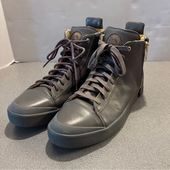 US13 Diesel Zip Round S-Nentish/High Cut Sneakers/GRAY. Leather lace up/zip - Picture 1 of 12